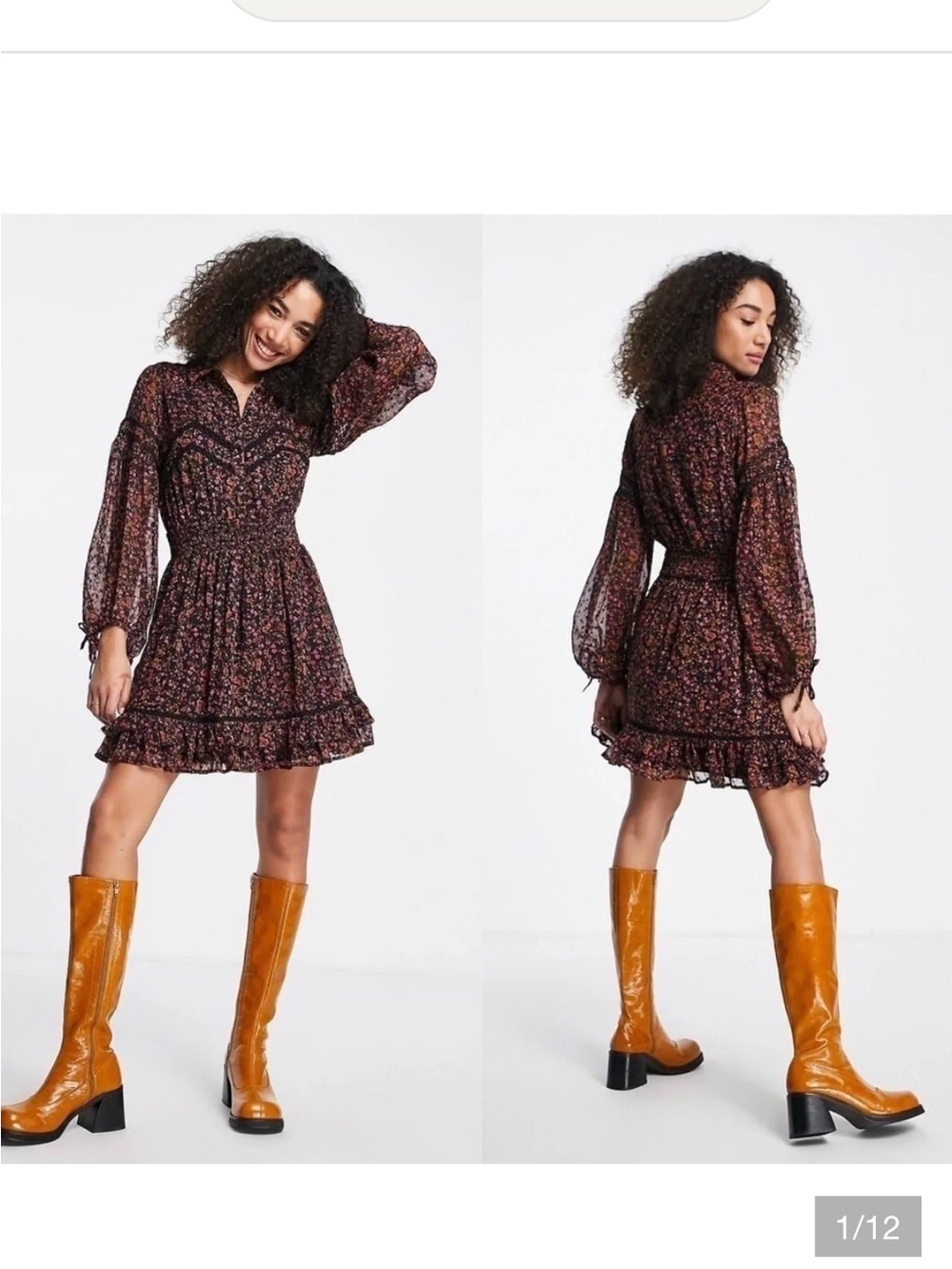 Dark Romantic Floral
Chiffon Mini Dress S